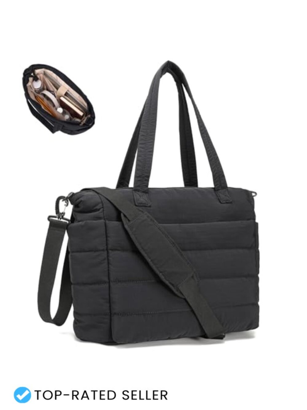 Puffer Tote Bag Quilted Lightweight Laptop Work Travel Crossbody